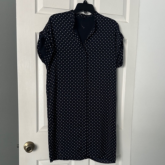 Ann Taylor Black and White Dotted Midi Dress - Picture 1 of 10
